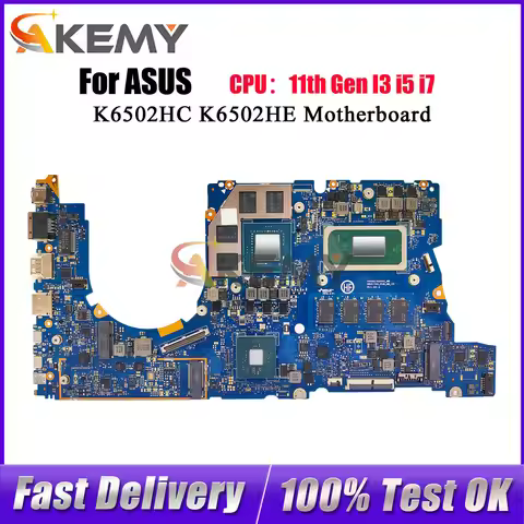 K6502HC Laptop Motherboard For ASUS TUF Gaming K6502H K6502HE K6502HC Mainboard With 11th Gen I3 i5 