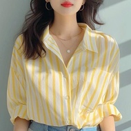 AQC89 Skin-flattering lemon yellow shirt
