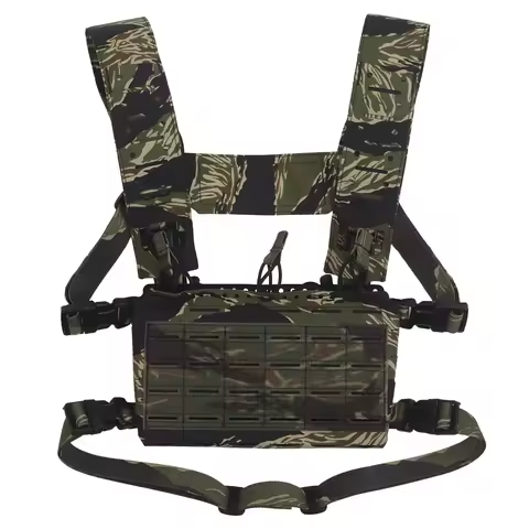 2in1 Modular Chest Rig/Plate Carrier LV119 Set, Tiger Stripes Multi-Mission Airsoft Tactical Trainin