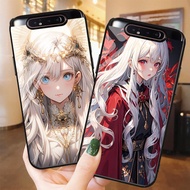 Samsung a80 glass phone case with pretty girl anime print