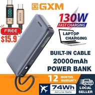 GXM 130W Power Bank Type-C Cable Laptop Phone Tablet Fast Charge Portable Charger 100W 65W Powerbank