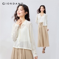 GIORDANO WOMEN Semi-sheer hollow knit cardigan 13355209