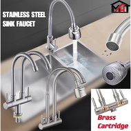 SIMJU 304 Stainless Steel Kitchen Sink Faucet /Rotatable Flexible Spout Head
