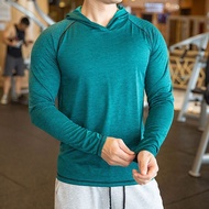 Ciw【Ready Stock】Autumn Gym Men T Shirt Casual Long Sleeve Slim Tops Tees Elastic T-Shirt Sports Fitn
