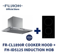 FUJIOH FR-CL1890R Made-in-Japan OIL SMASHER Cooker Hood (Recycling) + FH-ID5125 Domino Induction Hob with 2 Zones