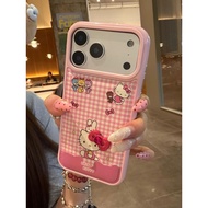 Phone Phone Case Suitable for iPhone 11 12 13 14 15 16 17 Pro max Plus Air Leather Plaid Three-dimen