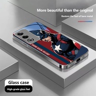 Captain america Luxury Plated Frame Tempered Glass Case For Samsung S20 S21 S22 S23 S24 S25 Plus Ult