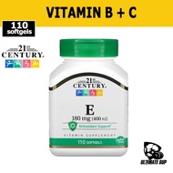 21st Century, Vitamin E, 180 mg (400 IU), Skin Supplement & Antioxidant, Gluten Free, 110 Softgels