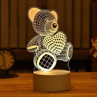 Okal 3D Bear 3000K Warm White Acrylic Decorative Lamp - J-001
