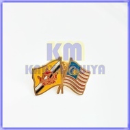 Brunei Malaysian Cros Flag Pin - Malaysia and Brunei Friendship Flag Pin - Karya Mulya