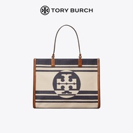 TORY BURCH [มารยาทส่งท้ายฤดูกาล] ELLA Medium Jacquard Stripe Tote Bag 88083