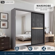 ⚡Free Installation⚡Barats Marble Look Anti Jump Sliding Wardrobe 8x8 6x8 5x8 - 140-47