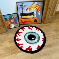 Bursting Eyeball Handmade Tufted Rug Doormat Fluffy Tufted Soft Area Rug Circular Thickened Antislip