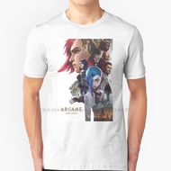 Arcane ( Best Quality ) T Shirt 100% Cotton Arcane League Legends Anime Animation Jinx Silco Caitlyn