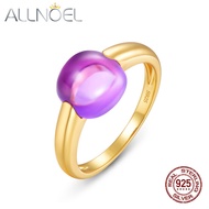 ALLNOEL Solid 925 Sterling Silver Women's Ring Sweety Candy Synthetic Amethyst Citrine Green Amethyst Blue Crystal New Gift