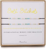 2 Pieces Best Friendship Morse Code Bracelet Inspiration Best Friends Gift For 3 Blue White Tiny Pon