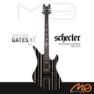 SCHECTER SYNYSTER GATES CUSTOM-S SUSTAINIAC & FLOYD ROSE ELECTRIC GUITAR (BLACK WITH SILVER STRIPES)