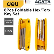 DELI 8pc Foldable Hex Torx Key Set DL230308 DL234308 CRV Foldable Allen Key Set Folding Hex Key Set 