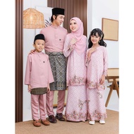 Set Family Kurung Suri Soft Pink Baju Kurung Moden Ibu Anak Set Sedondon Baju Raya 2025 by AIZARA