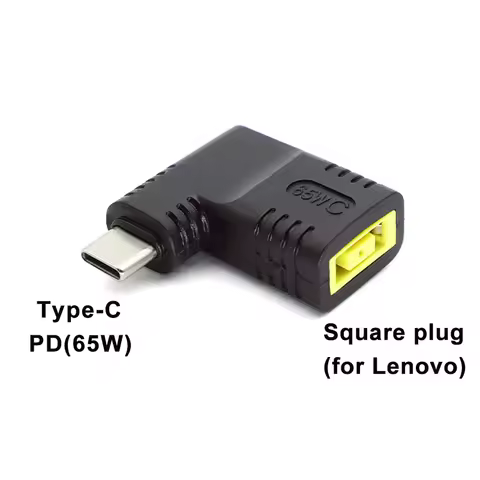 65W USB Type C PD Fast Charging Adapter for Lenovo Laptop Charger Dc Square Plug to Type C PD Connec