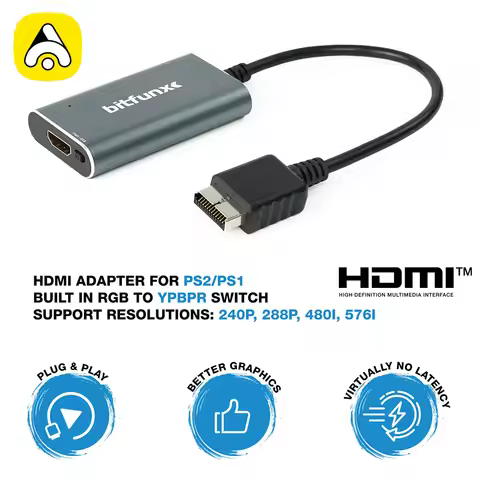 BitFunx HDMI™ Converter For PS2/PS1 Game Consoles With RGB to YPbPr Switch Video Adapter For PS1