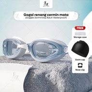 [FREE SWIM CAP] Goggle Swimming Adult Waterproof Anti Fog Pool Sports Training Gogal Renang Cermin M