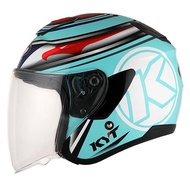 Helm KYT Kyoto Motif Aqua Blue Red biru glossy