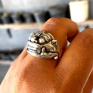 Cincin Ring Perak Bali Silver Ukir Barong Randa Lebar Buka 925 Pria
