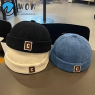 WON Brimless Hat, Solid Color C Letter Kids Docker Cap,  Adjustable Design Corduroy Warm Fabric Wint