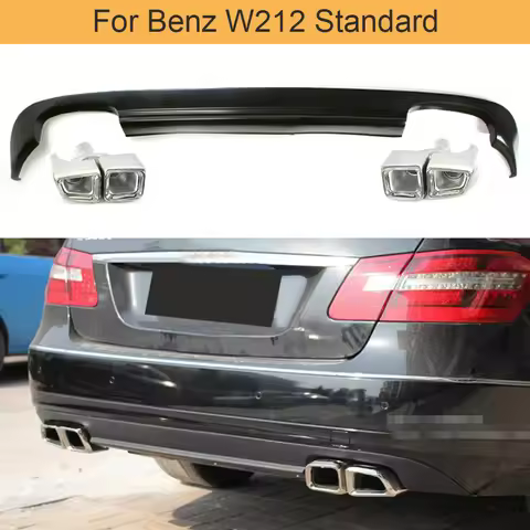 W212 Black PU Car Auto Rear Bumper Lip Diffuser for Mercedes Benz W212 Standard 2010 - 2013 Non for 