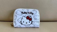 HELLO KITTY 三麗鷗立體繡 短皮夾 正版 短夾 皮夾 拉鍊包 皮革包 錢包 凱蒂貓 白色 可愛