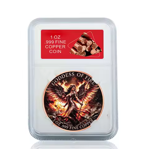 Goddess of Fire 1 oz .999 Fine Copper Challenge Coin in Display Slab Fantasy Warrior Pure Copper Coi