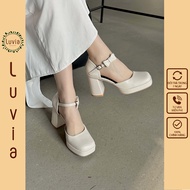 Giày cao gót 10 phân đế đúp bít mũi phối nơ Luvia X131CG