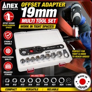 ANEX Offset Adapter 19mm Multi Tool Set Narrow Space Screw Nut Driver Japan Professional Tool
