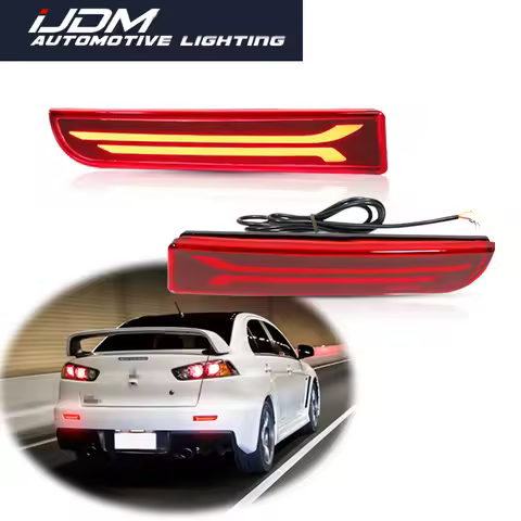 2x For Mitsubishi Lancer Evo X Outlander Red Reflector Rear Back Tail LED Bumper Brake Stop Running 