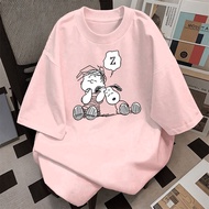 【220G 100%Cotton】SISI Baju Kanak-kanak T-Shirt Snoopy Lucu Warna Hitam Bersiri Diurnal Tidur