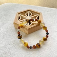 髮晶 黃虎眼 金運 防小人 天然水晶 日本手作 禮物 能量石手鍊