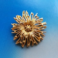 Vintage Jewelry 西洋古董飾品 立體 金色調 海葵花 花卉 別針