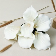 Rubberized Fake Calla Lily Bunch with 7 Blooms - Perfect for Weddings, Home, Events & Garden Decorat