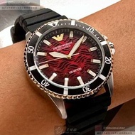 ARMANI手錶,編號AR00053,42mm黑金色圓形精鋼錶殼,機械鏤空鏤空, 中三針顯示, 水鬼錶面,深黑色矽膠錶帶款,焰火之心限量款，聖誕特別款