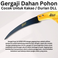 Curved Saw for Garden Pruning, Brown Tree, Cocoa, Coffee, Durian, Avocado, Size 14 Inch