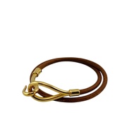 กำไลข้อมือ Hermes จัมโบ้แบบสองเส้น สีน้ำตาล มือสอง