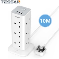 [SG Stock] TESSAN Power Strip Power Extension 2/3/5/10 Metre Extension Cord Extension Plug Tower with 3 USB  Extension Socket Multi Plug Adapter for Home Office