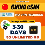 【CSL】China eSIM + Auto VPN | UNLIMITED GB | TikTok ChatGPT Google Instagram Whatsapp etc  | esim chi