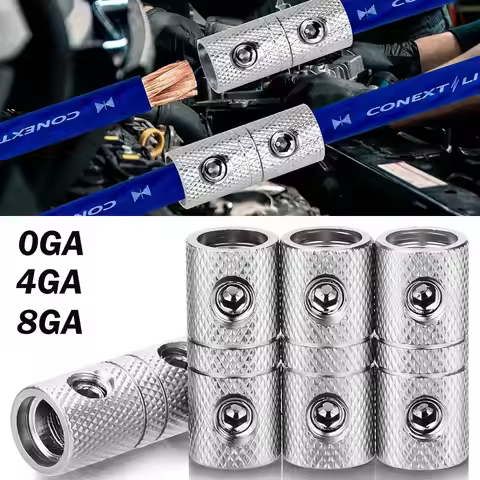 New Brass Car Audio Connector Silver 0GA 4GA 8GA Audio Amp Input Adapter Wire Reducer