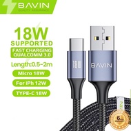 HY BAVIN CB201 60W / 30W /18W / 12W Fast Charging Data Cable Nylon Braided Wire Suitable For IPH 15