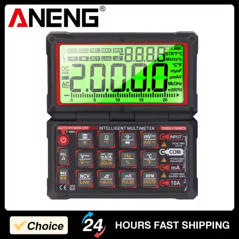 ANENG 623 Smart Flip Digital Multimeter NCV Multimeter RPM Engine Speed Dwell Angle Measurement Auto