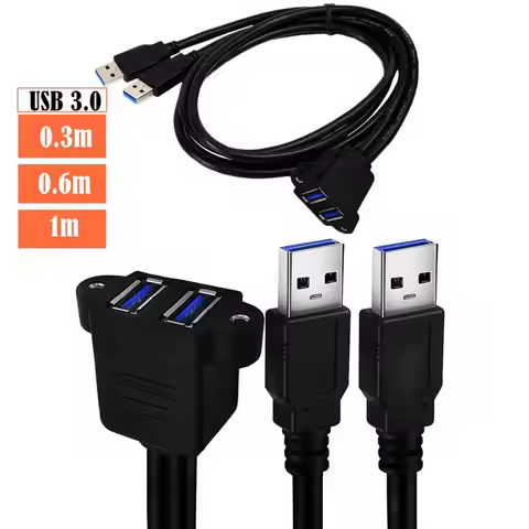 USB3.0 Dual Port Integrated With Screw Holes For Fixation, Dual USB Extension Cable With Ears, Doubl