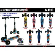 SCOOTER ORIGINAL 3WD Kick Scooter With 4 Flashing Wheels HEIGHT ADJUSTABLE FOLD