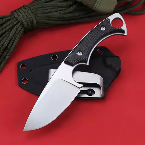 Professional Hunting Knife D2 Fixed Blade Knives with Kydex Sheath Outdoor Military Tactical Combat 